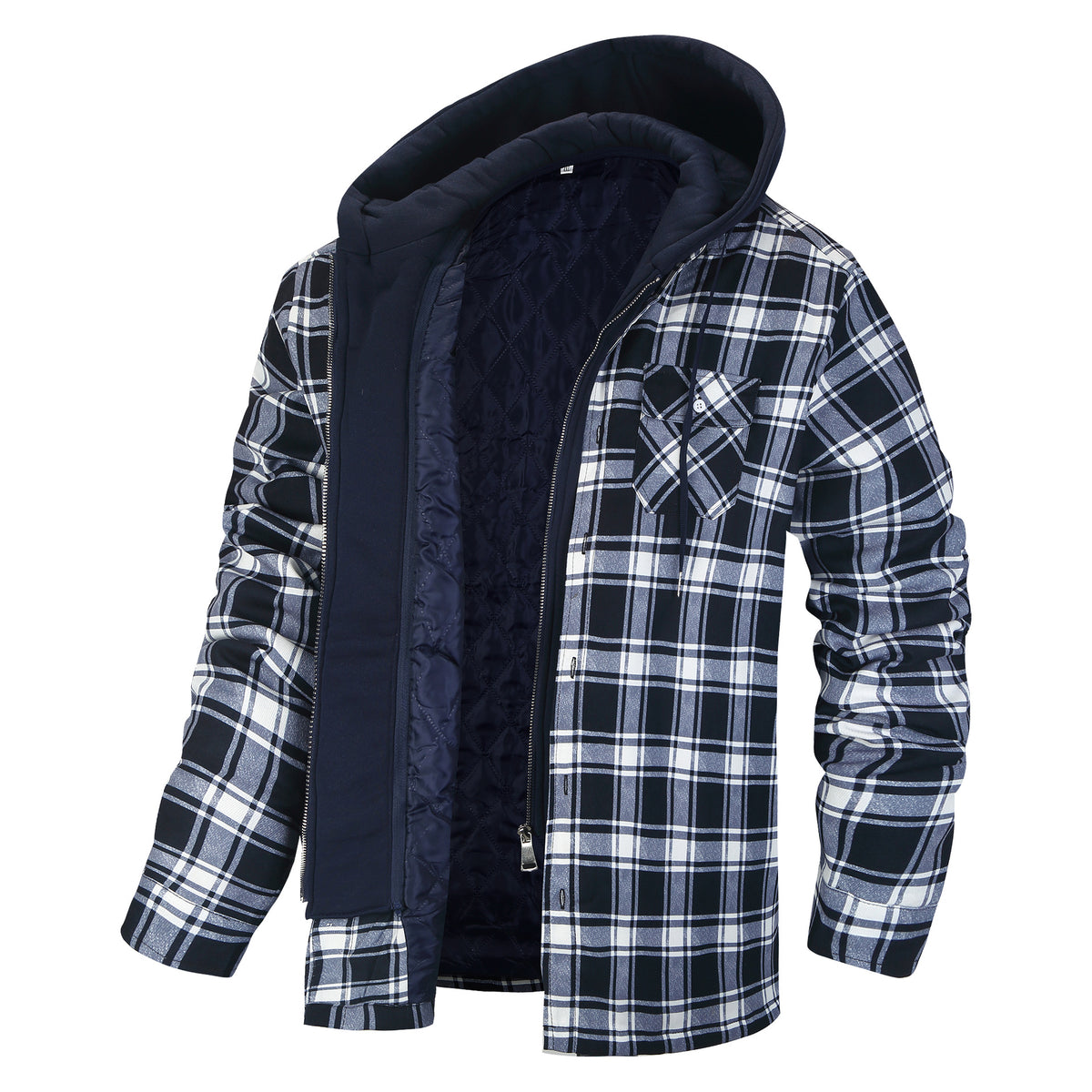 Autumn and Winter Cotton Outwear Plaid Long-Sleeved Loose Hooded Jacket teemdrop