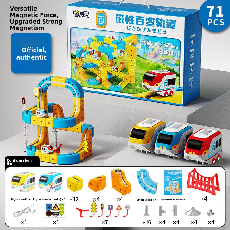 DIY Magnetic Levitation Building Blocks Track Car Set Toy with Rechargeable Cars