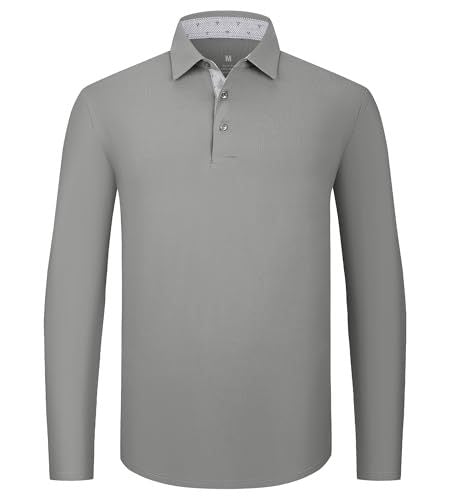 Men's Moisture-Wicking Quick-Dry Solid Long Sleeve Polo Shirt teemdrop