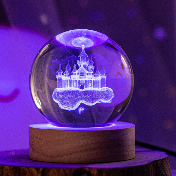 3D Engraved Crystal Ball teemdrop