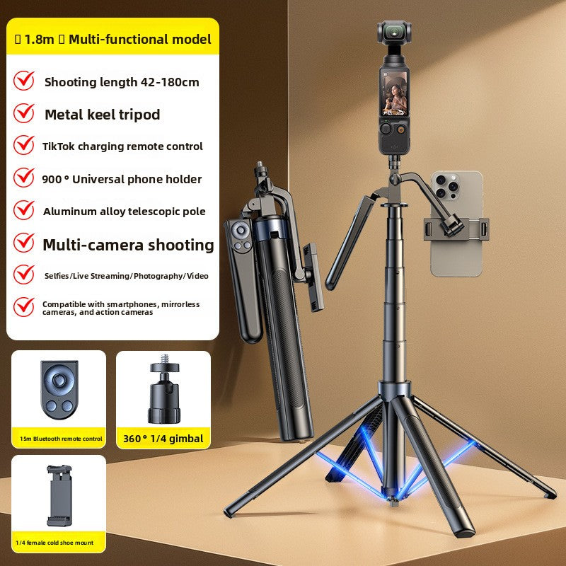 AI Facial Tracking 360 Rotation Camera Stand with LED Lights