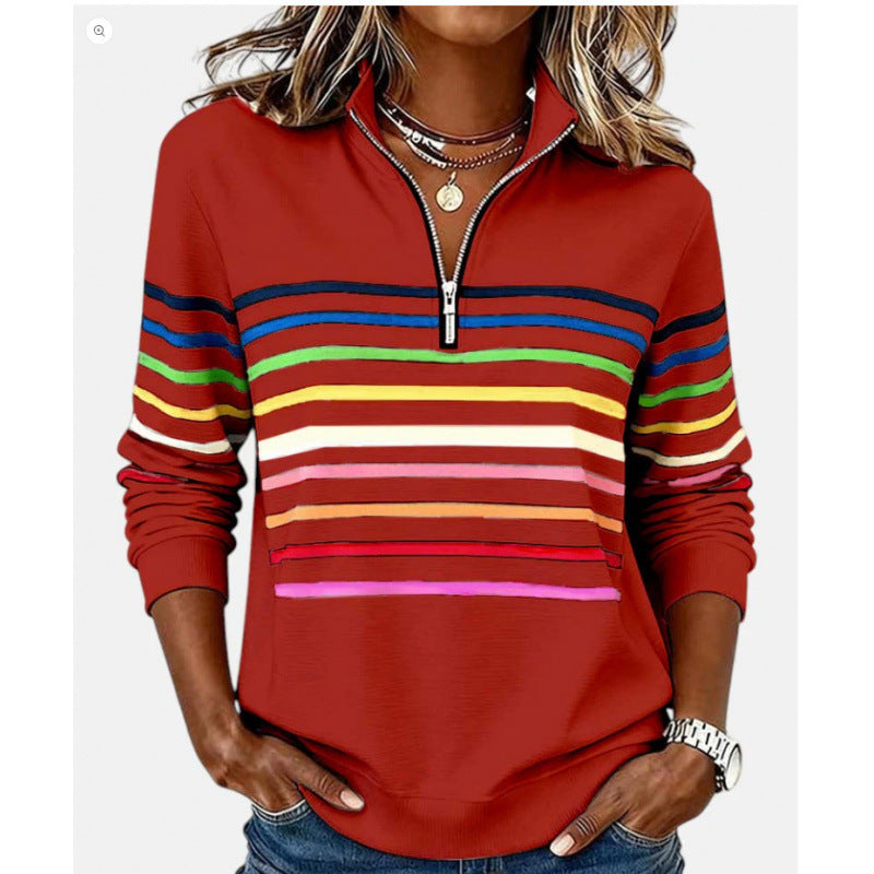 Fall/Winter Half-Zip Printed Sweatshirt teemdrop