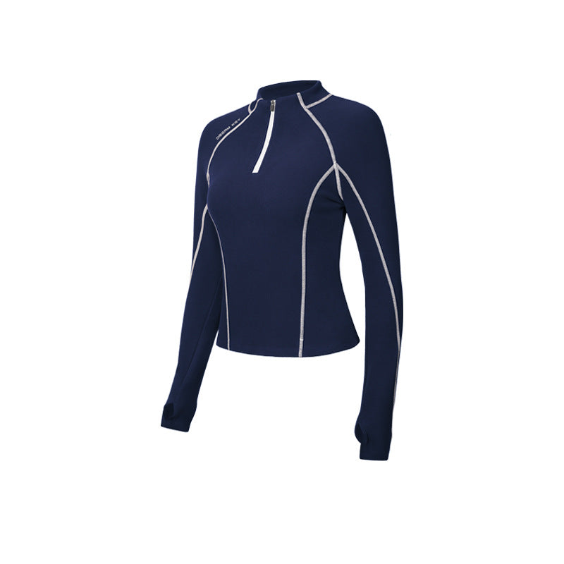 Women's Half-Zip Slim Fit Long Sleeve Yoga Top teemdrop
