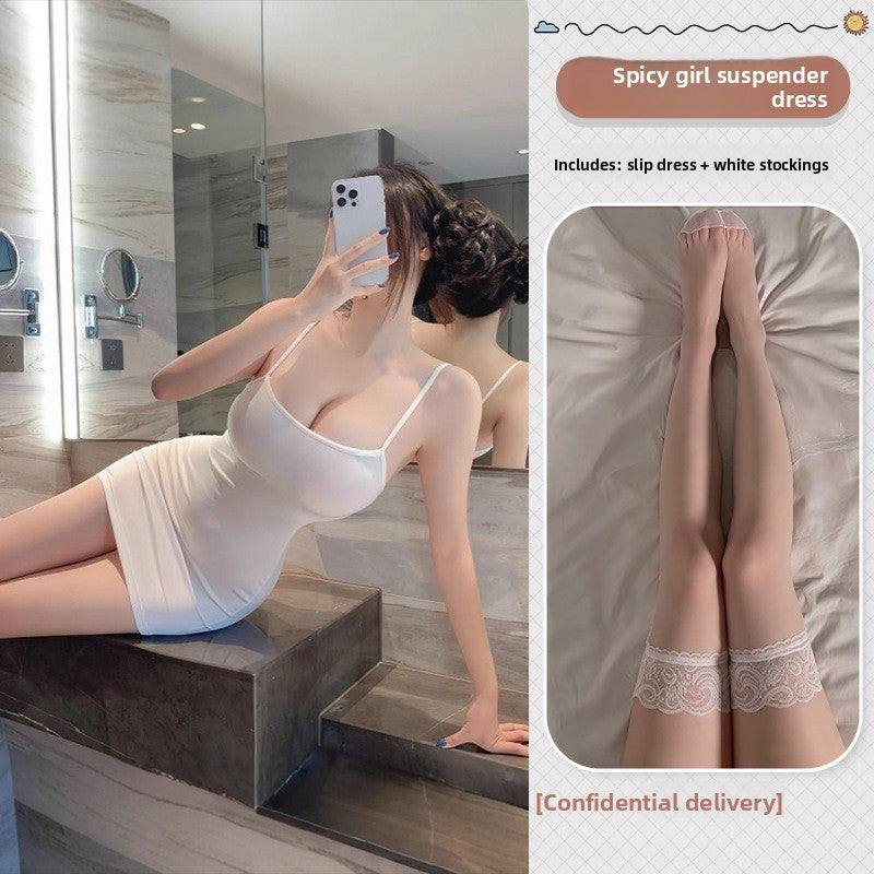 Women Sexy Open Back Lingerie Nightgown Role Play Dress
