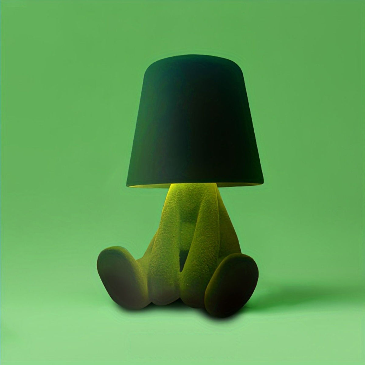 Textile-embroidered thinker figurine - rechargeable touchable night light