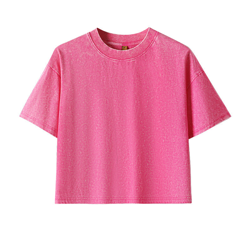 Pure Cotton Cropped Drop Shoulder Short Sleeve T-Shirt teemdrop