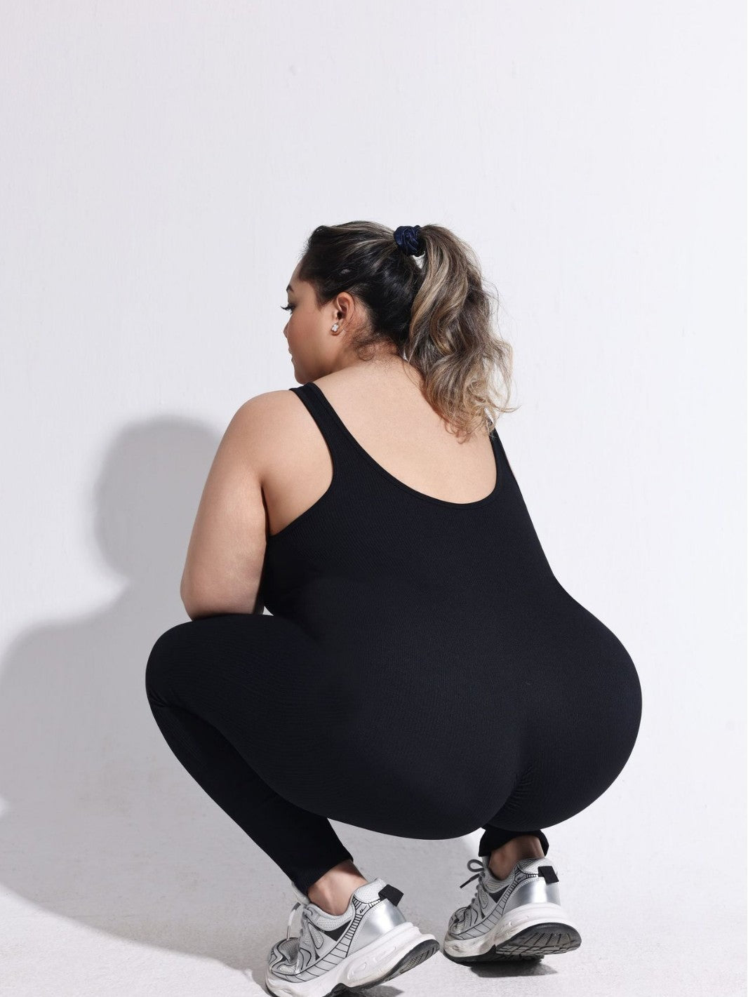 Plus Size Backless Thick Ribbed Jumpsuit for Women
