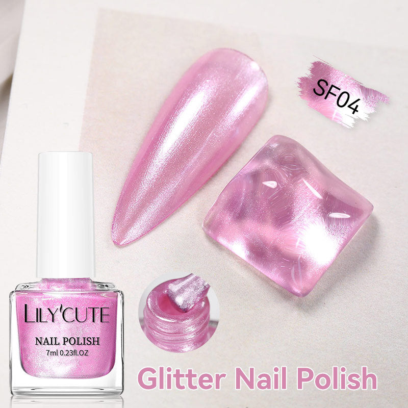 Quick-Dry Metallic High-Color Nail Polish Set 7ml Low Odor Nail Art Lacquer teemdrop