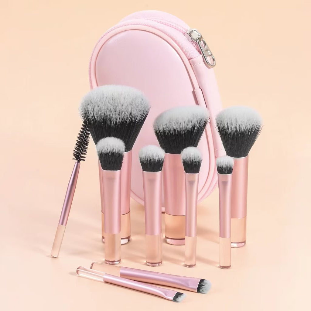 10-Piece Mini Crystal Handle Makeup Brush Set teemdrop
