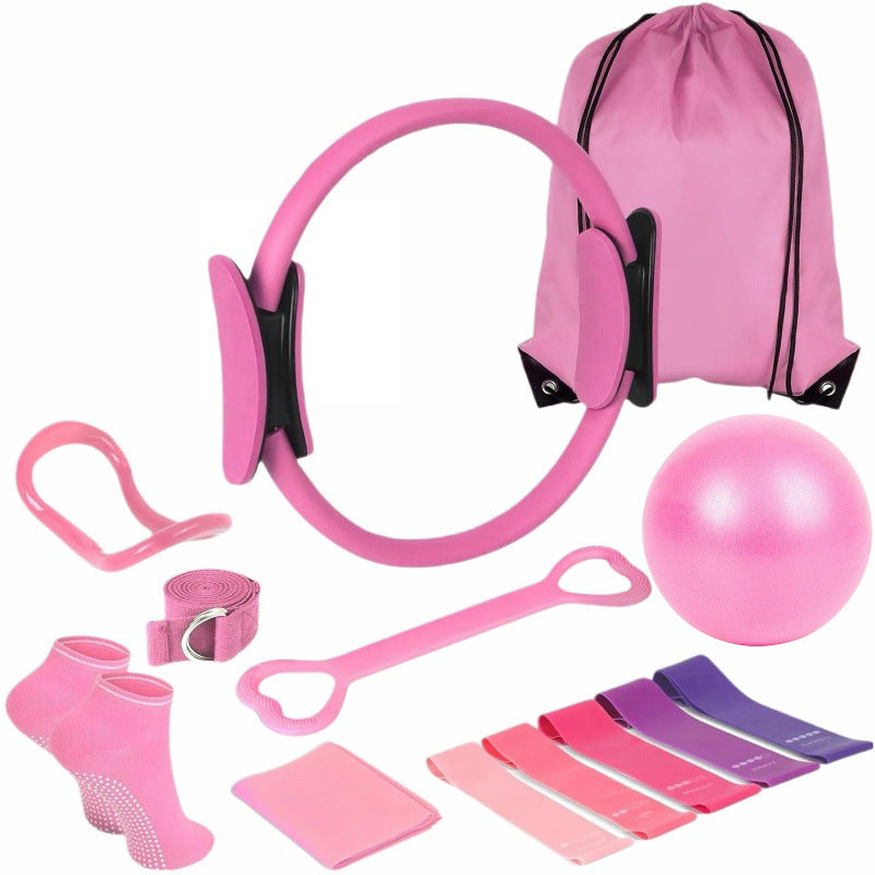 Multi-Piece Yoga Ring and Pilates Resistance Band Set teemdrop