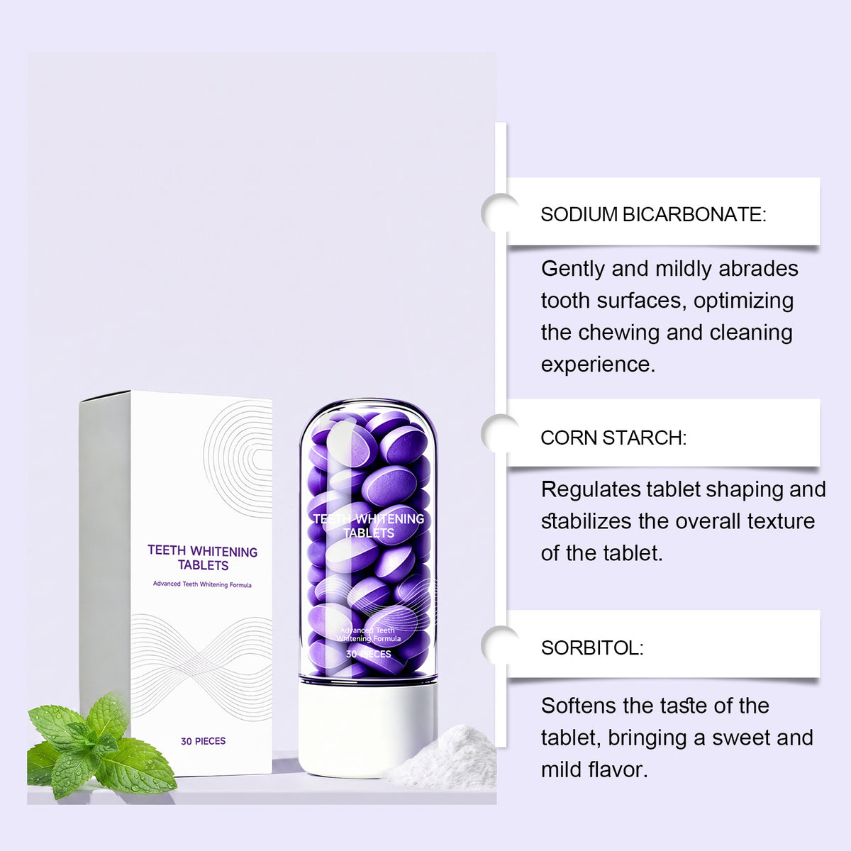 Purple toothpaste tablet