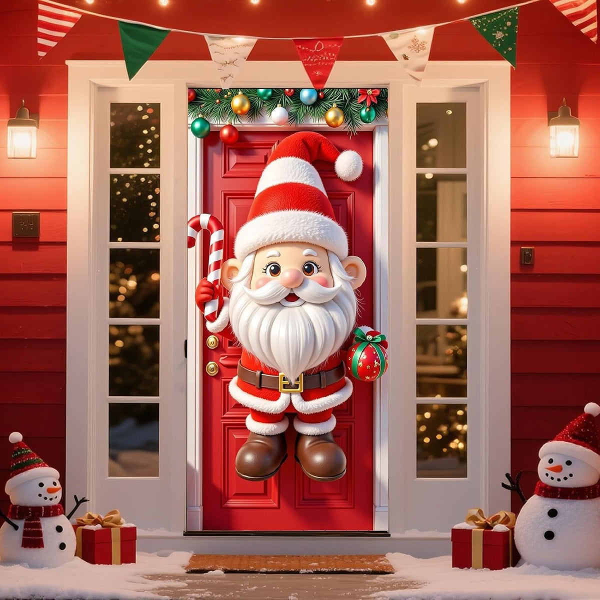 Christmas Santa Claus Polyester Door Cover Decoration 90x180cm teemdrop