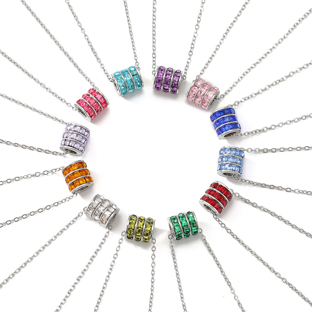 Birthstone Stainless Steel Adjustable Necklace