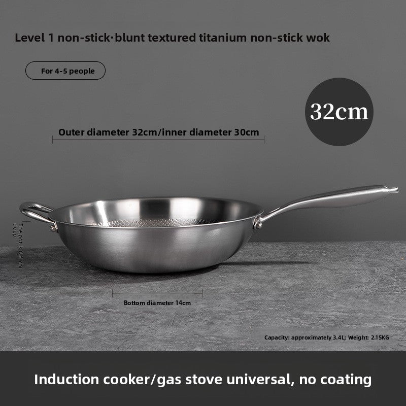 Titanium Hammered Texture Non-Coated Wok with Three-Layer Composite Base teemdrop