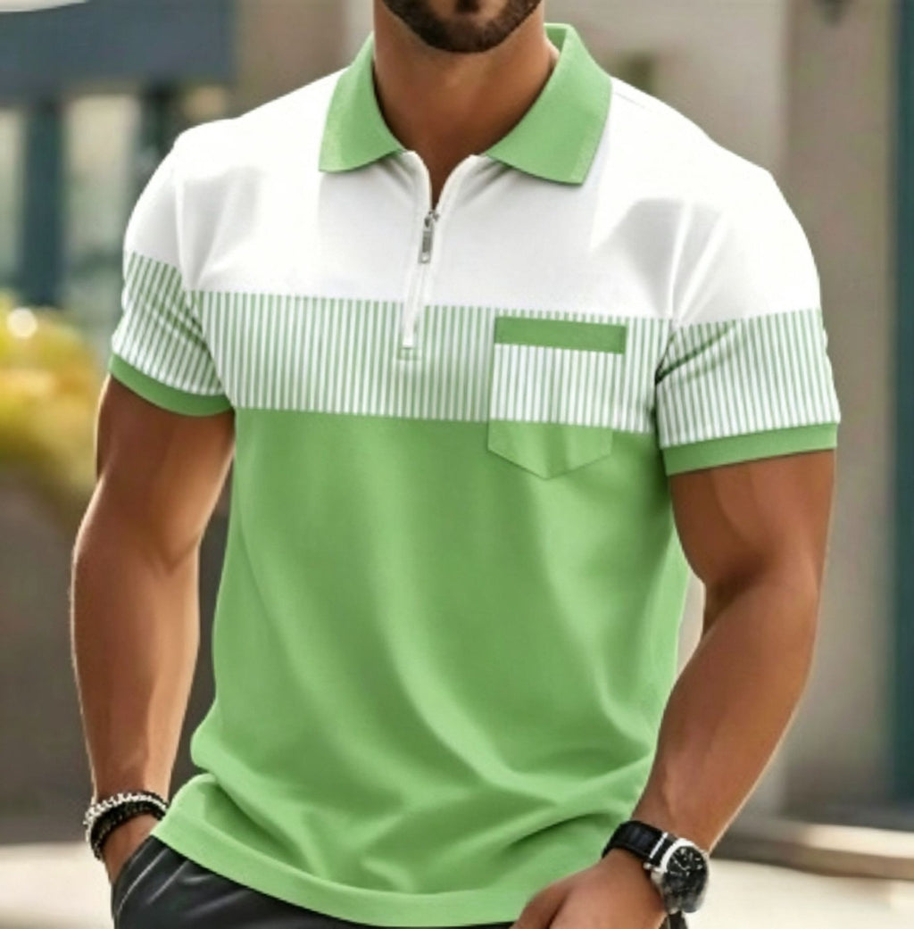 Mens Striped Short Sleeve Polo Shirt