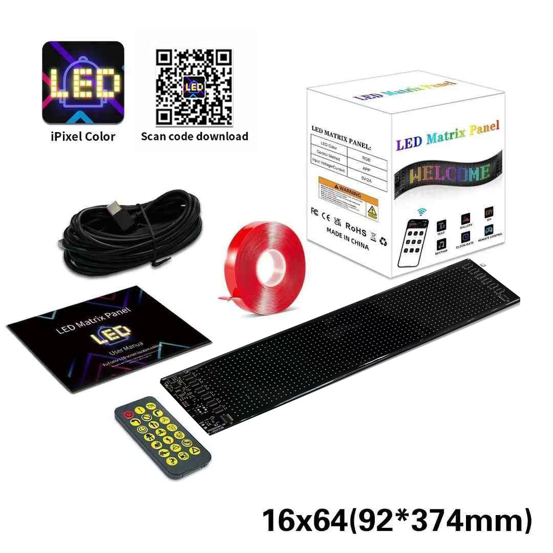 Programmable Flexible LED Car Sign Display with APP Control, Full Color RGB Matrix Panel for Vehicle Window teemdrop