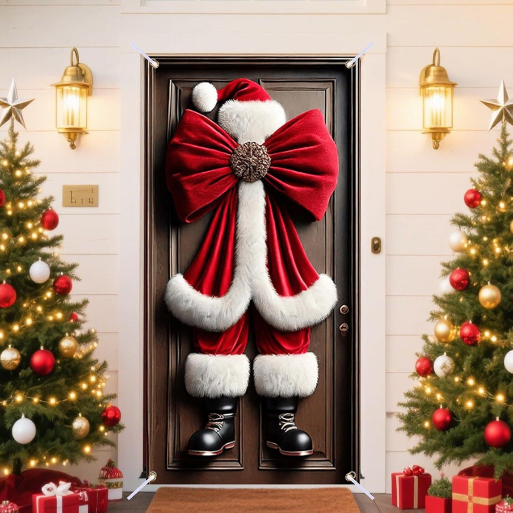Christmas Santa Claus Polyester Door Cover Decoration 90x180cm teemdrop