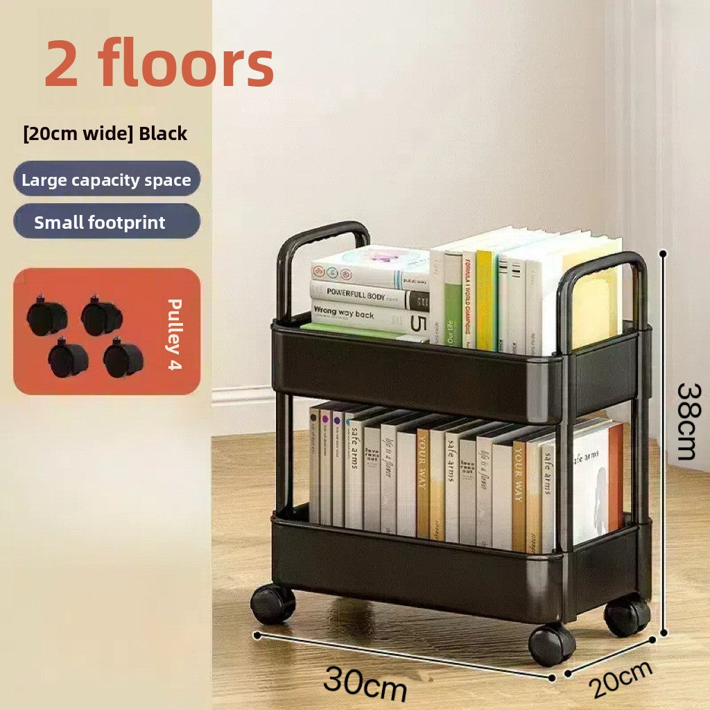 Foldable Multi-Layer Plastic Rolling Storage Cart with Wheels for Kitchen and Bathroom teemdrop