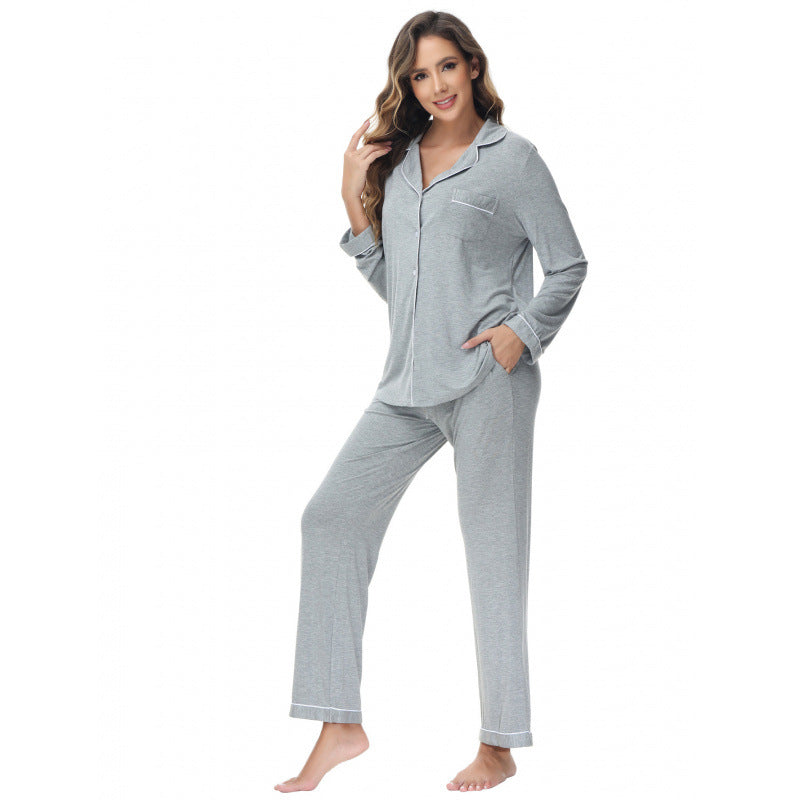 Women's cardigan long-sleeved long pants set pajamas teemdrop