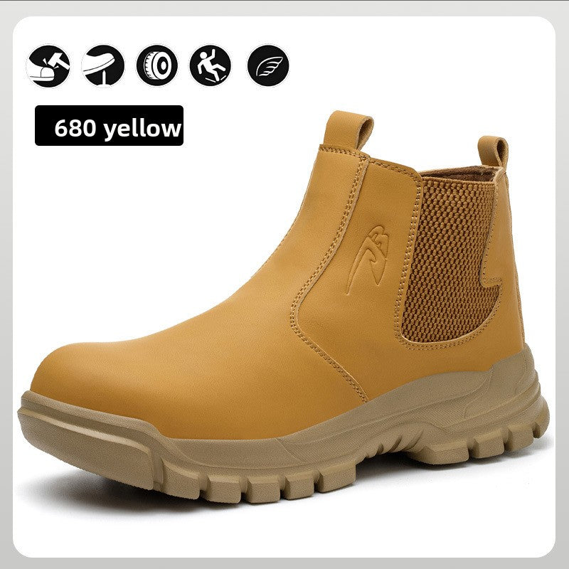 Men's Steel Toe Anti-Smash Breathable High-Top Safety Work Shoes teemdrop
