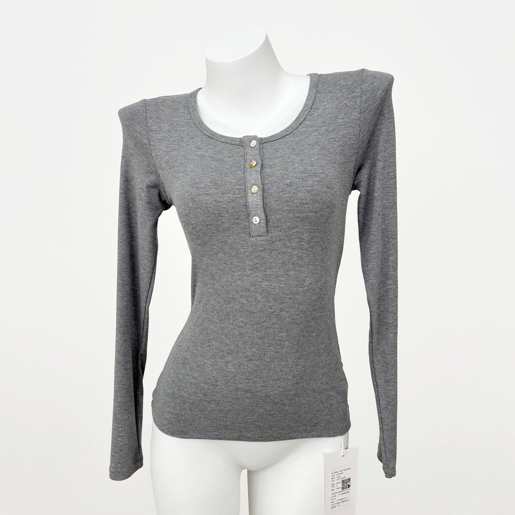 Lady's Korean-style long-sleeved viscose blend cotton T-shirt teemdrop