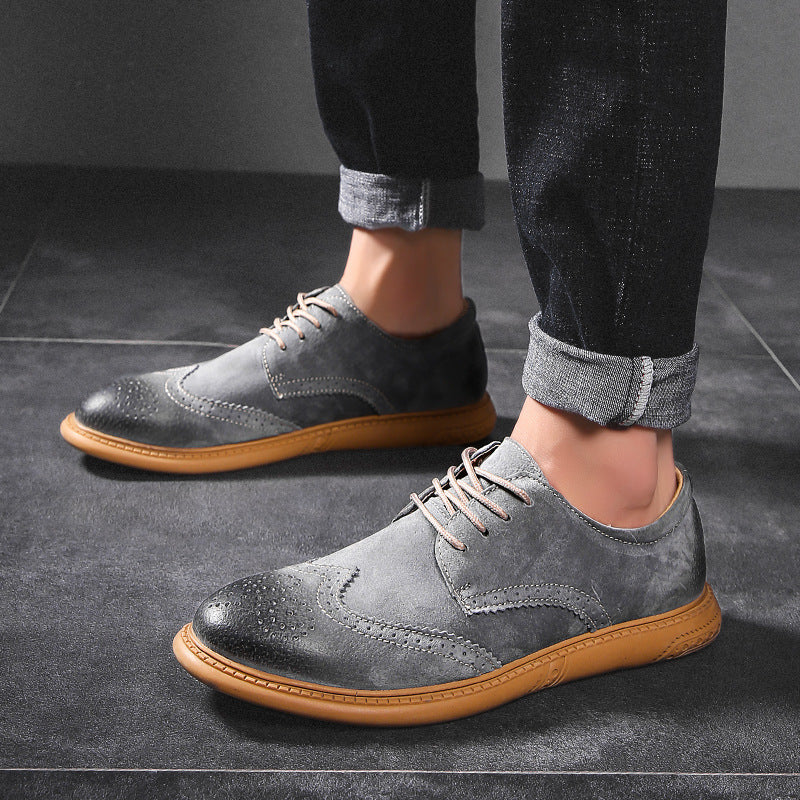 Men's Brogue Leather Casual Breathable Loafers Driving Shoes teemdrop