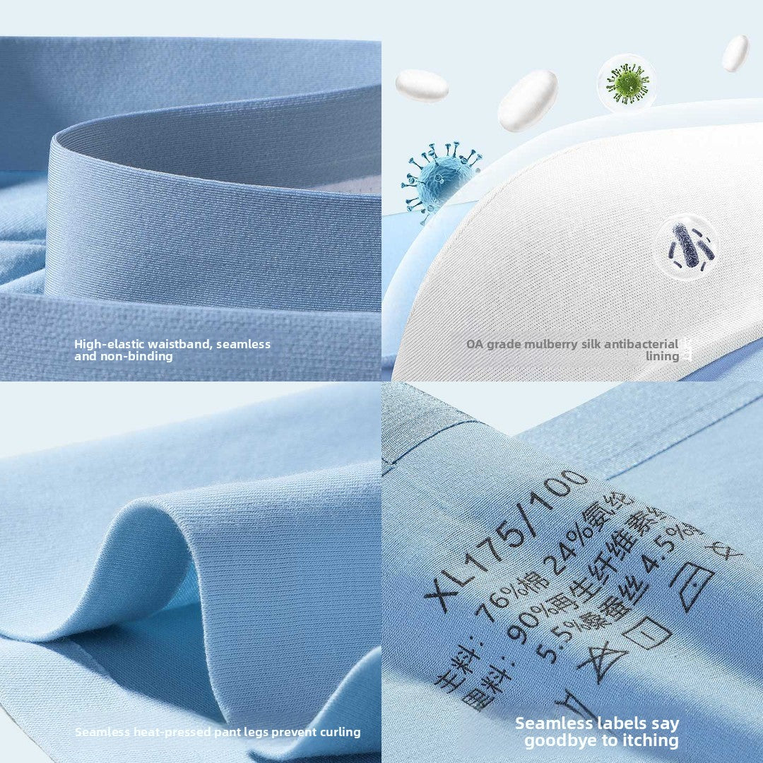 100-Count Cotton Seamless Boxer Briefs Silk Antibacterial Breathable Mens Underwear