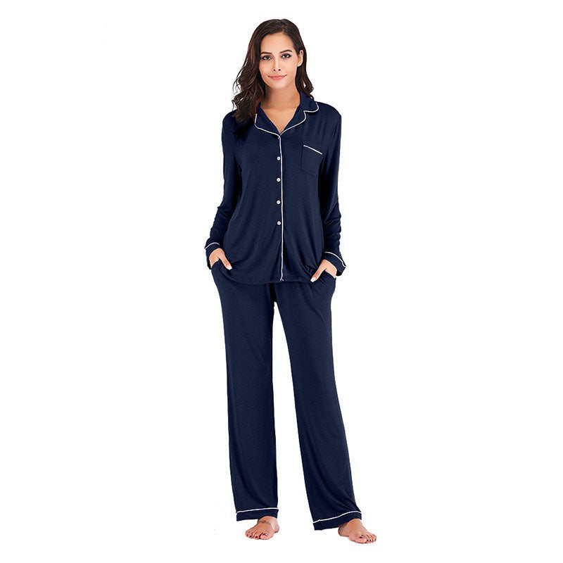 Women's cardigan long-sleeved long pants set pajamas teemdrop