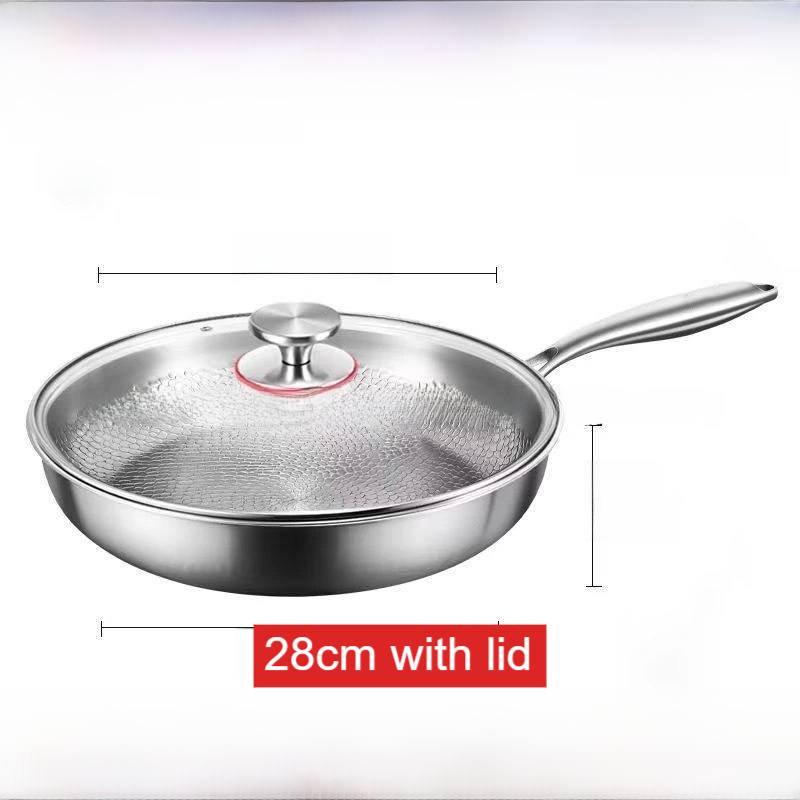 Titanium Hammered 304 Stainless Steel Non-Stick Frying Pan teemdrop