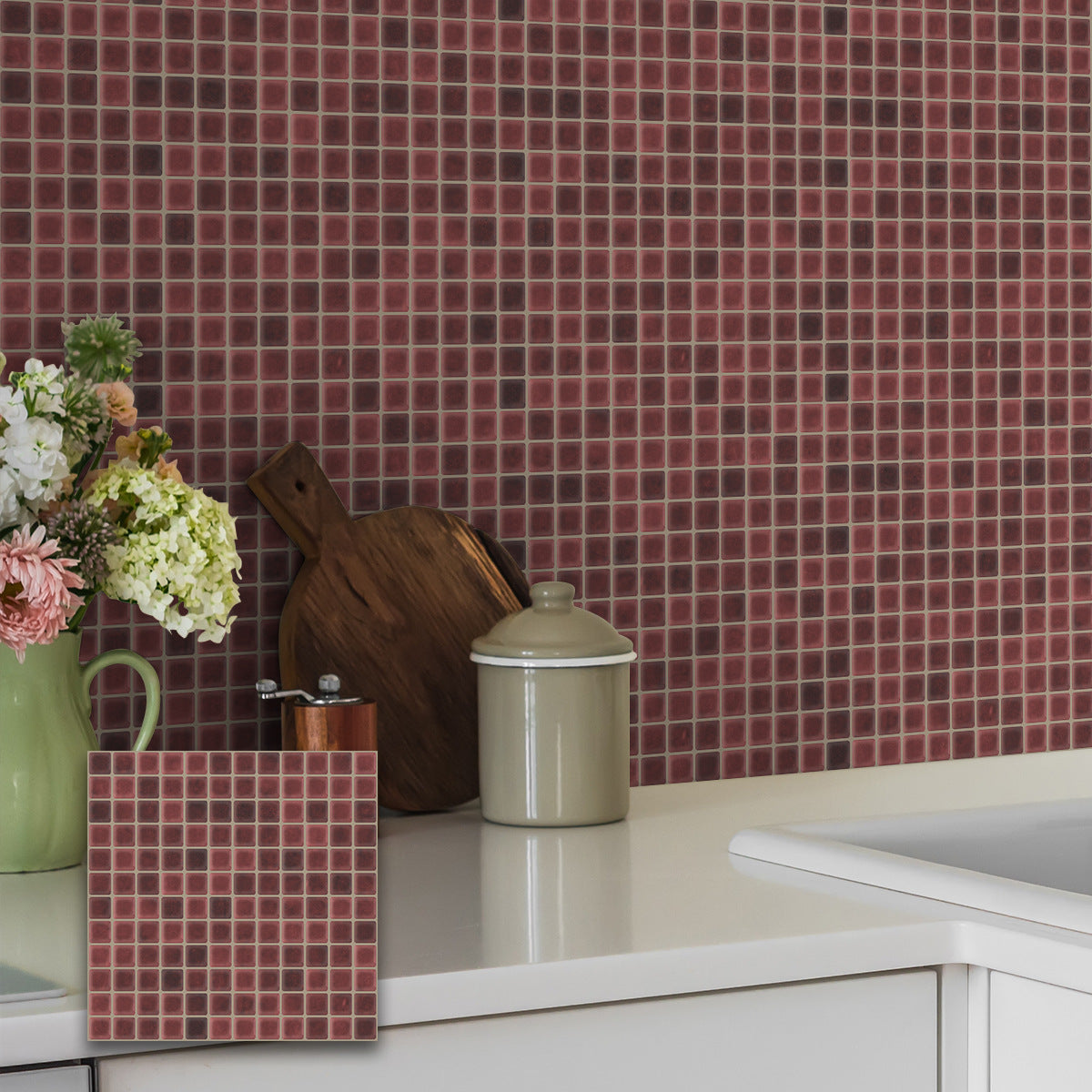 3D Self-Adhesive PET Mosaic Tile Wall Sticker for Home Decoration teemdrop