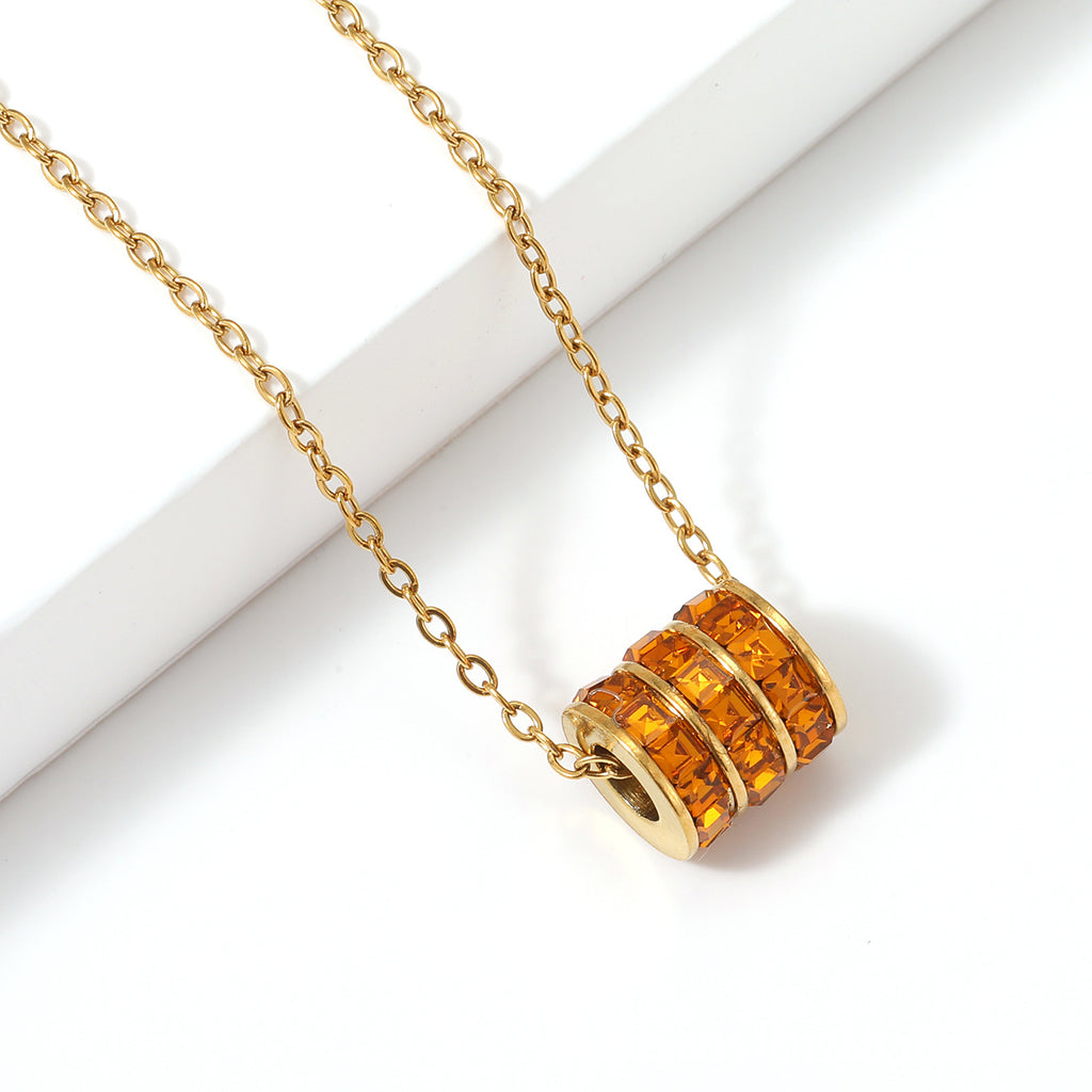 Birthstone Stainless Steel Adjustable Necklace