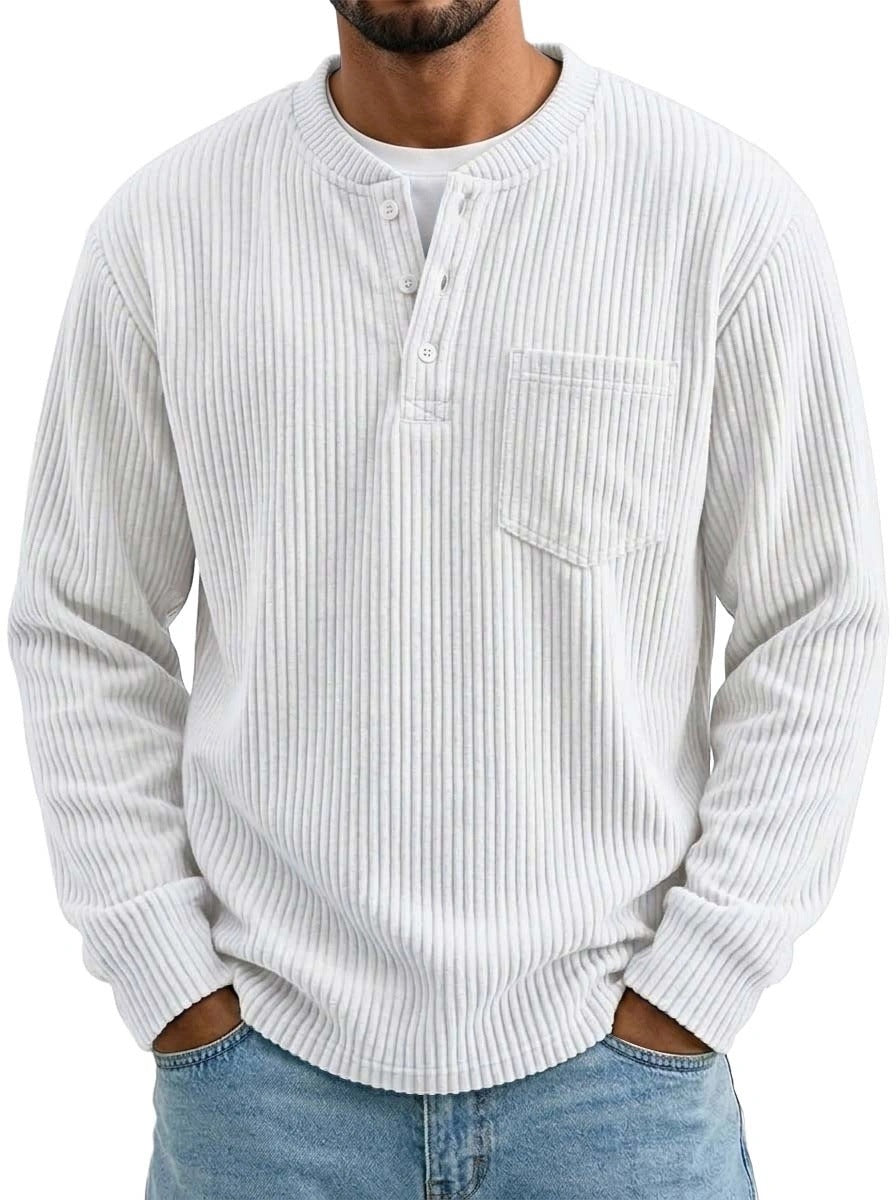 Mens Corduroy Henley Shirt with Pocket
