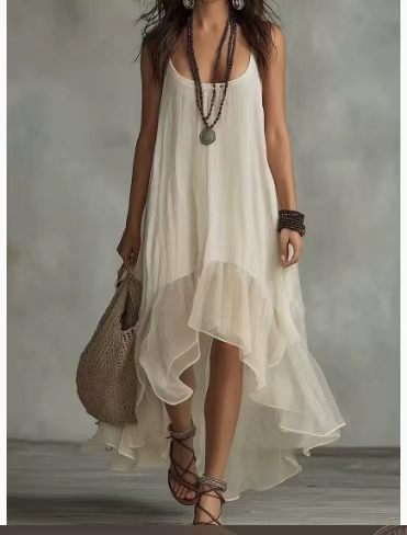 Strap-neck U-neck dress teemdrop