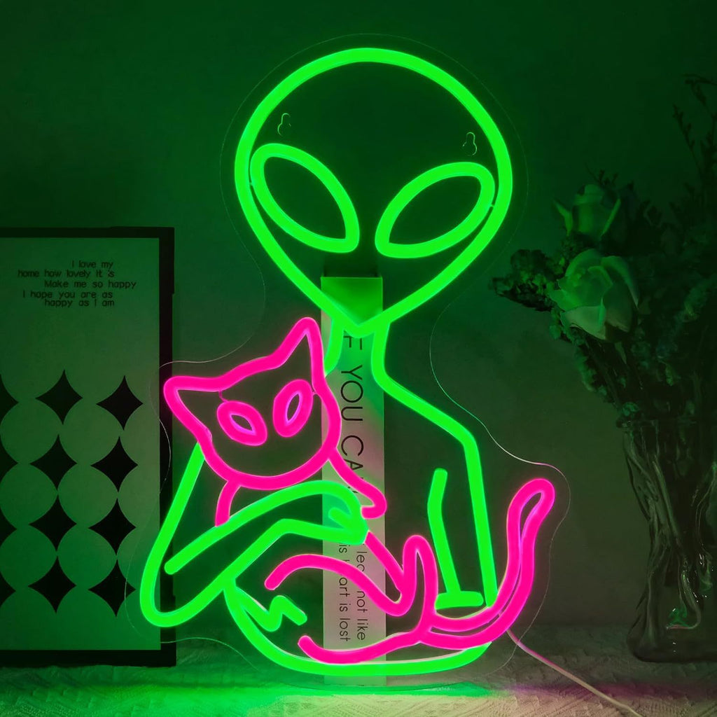 Alien UFO LED Neon Sign Light for Bedroom Game Room Bar Party Decoration teemdrop