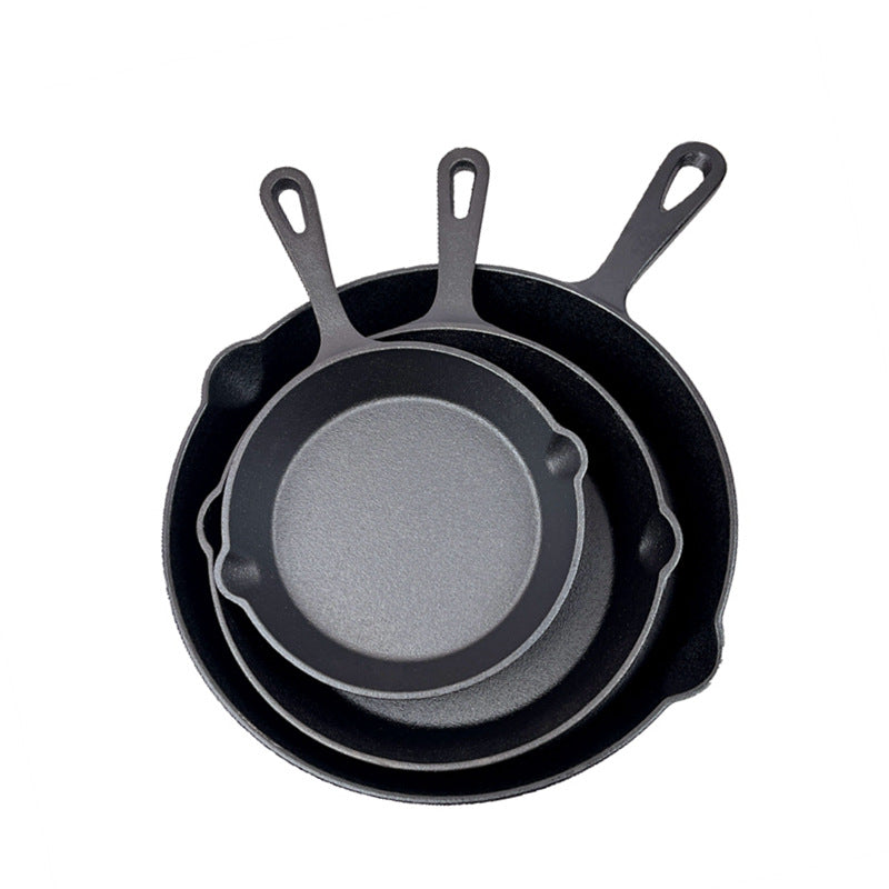 Traditional Cast Iron Flat Bottom Frying Pan teemdrop