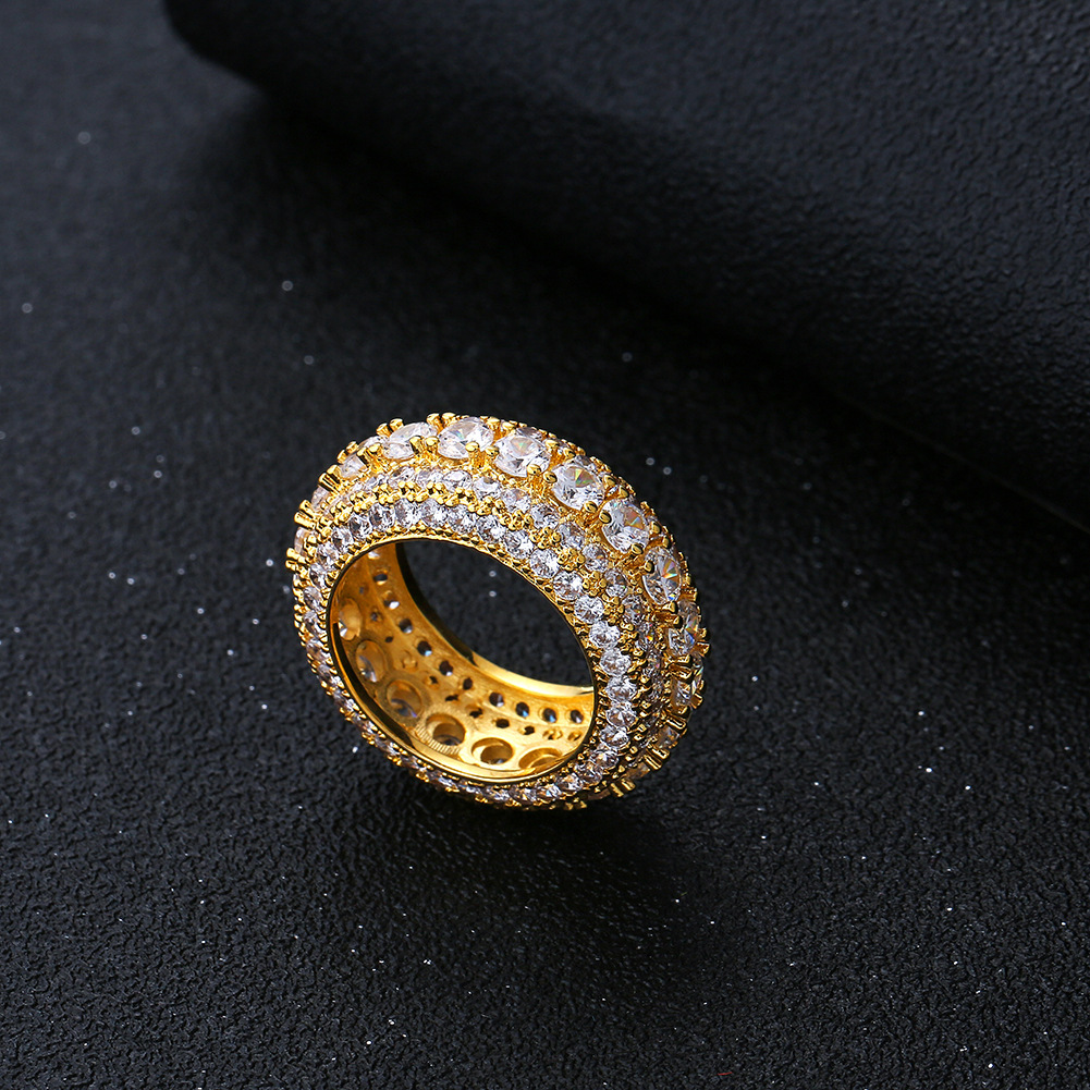 Retro Geometric Micro-Inlaid Zircon Copper Hip-Hop Ring for Men and Women teemdrop