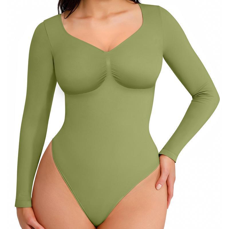 Women's seamless long-sleeved shaping tight-fitting one-piece dress teemdrop