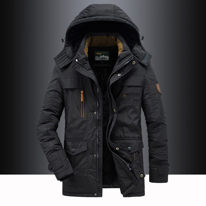 Men's Vintage Washed Fleece-Lined Thickened Cotton Casual Jacket teemdrop