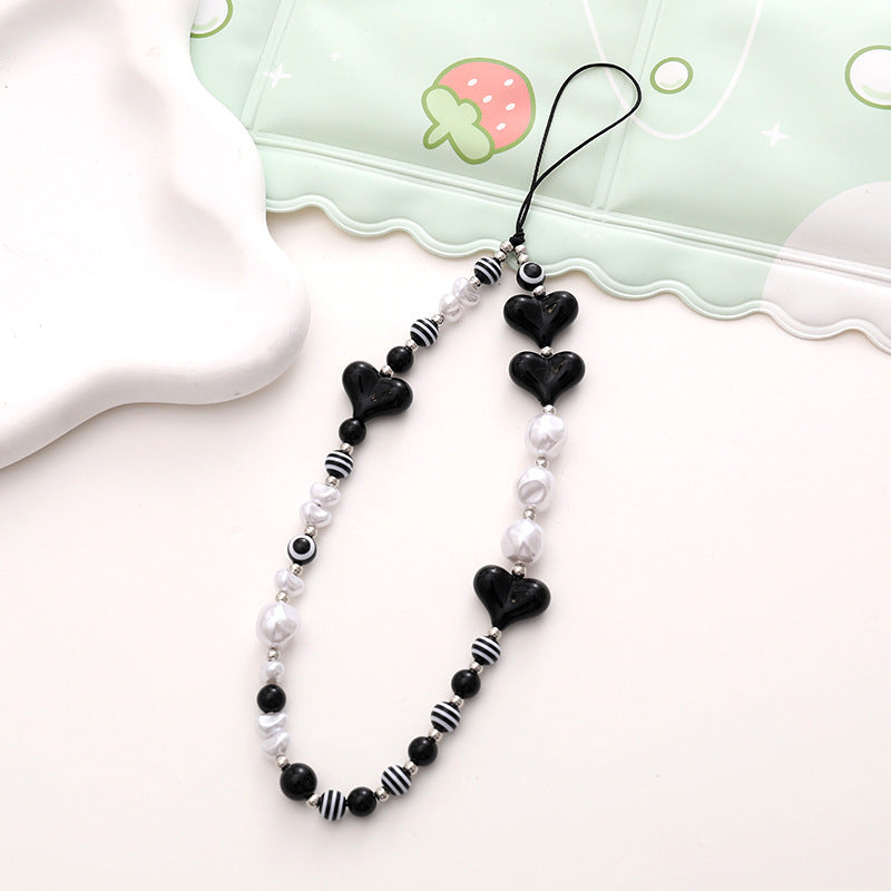 Colorful Heart Bead Phone Wrist Strap