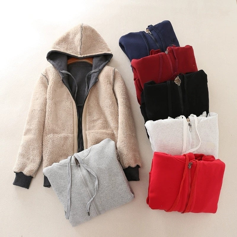 Velvet-lined padded lambswood hoodie teemdrop