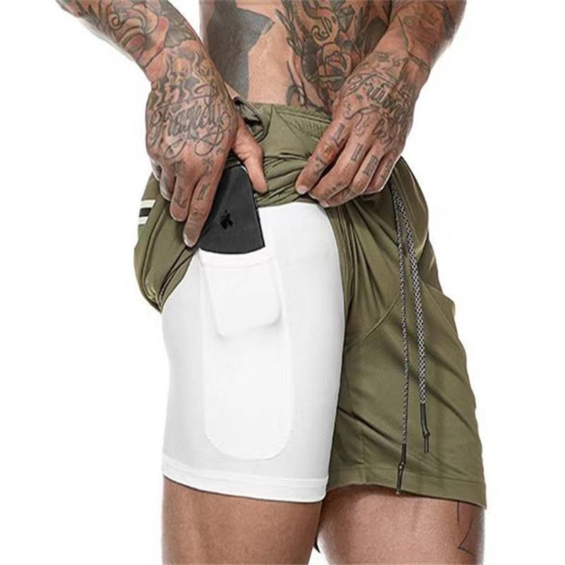 Men's Double Gym Shorts Jogging Quick-Dry