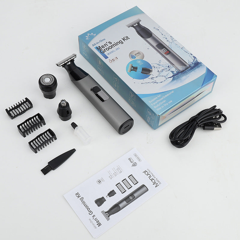 Magnetic 3-in-1 Electric Shaver Set with Nose Trimmer, Waterproof USB Rechargeable Rotary Razor