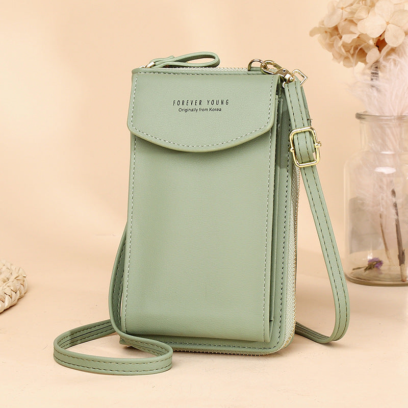 Women PU Leather Vertical Crossbody Bag Zipper Wallet Phone Bag teemdrop