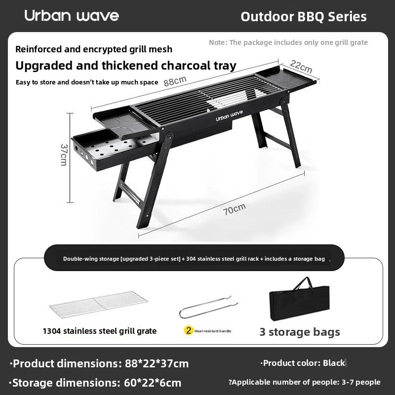 Portable Outdoor Stainless Steel Folding Charcoal Grill teemdrop