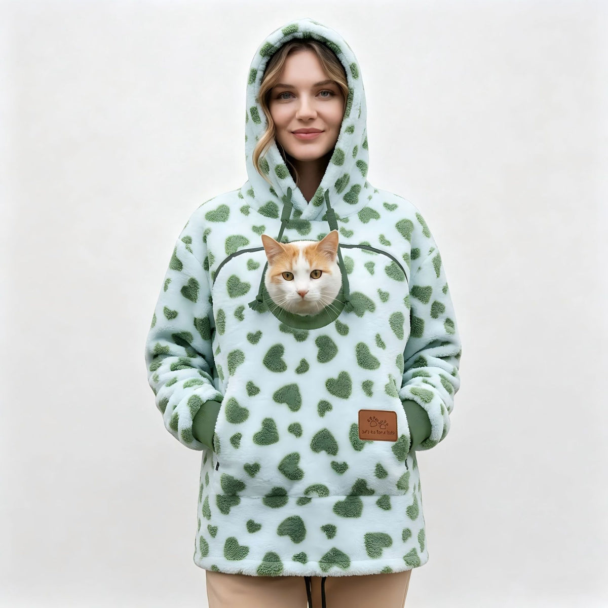 Unisex Lamb Wool Hooded Pullover Sweatshirt Loose Casual Warm