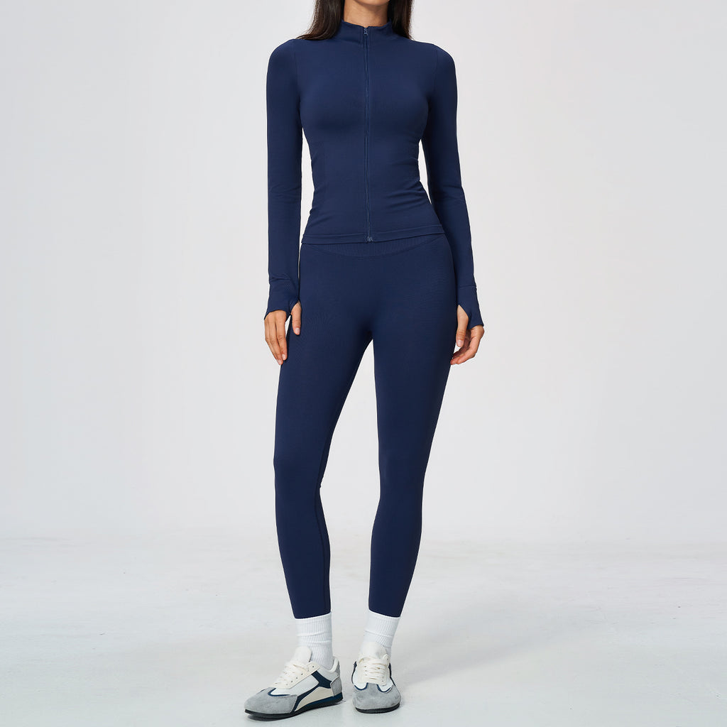 Women's Slim-Fit Stand Collar Yoga Set teemdrop