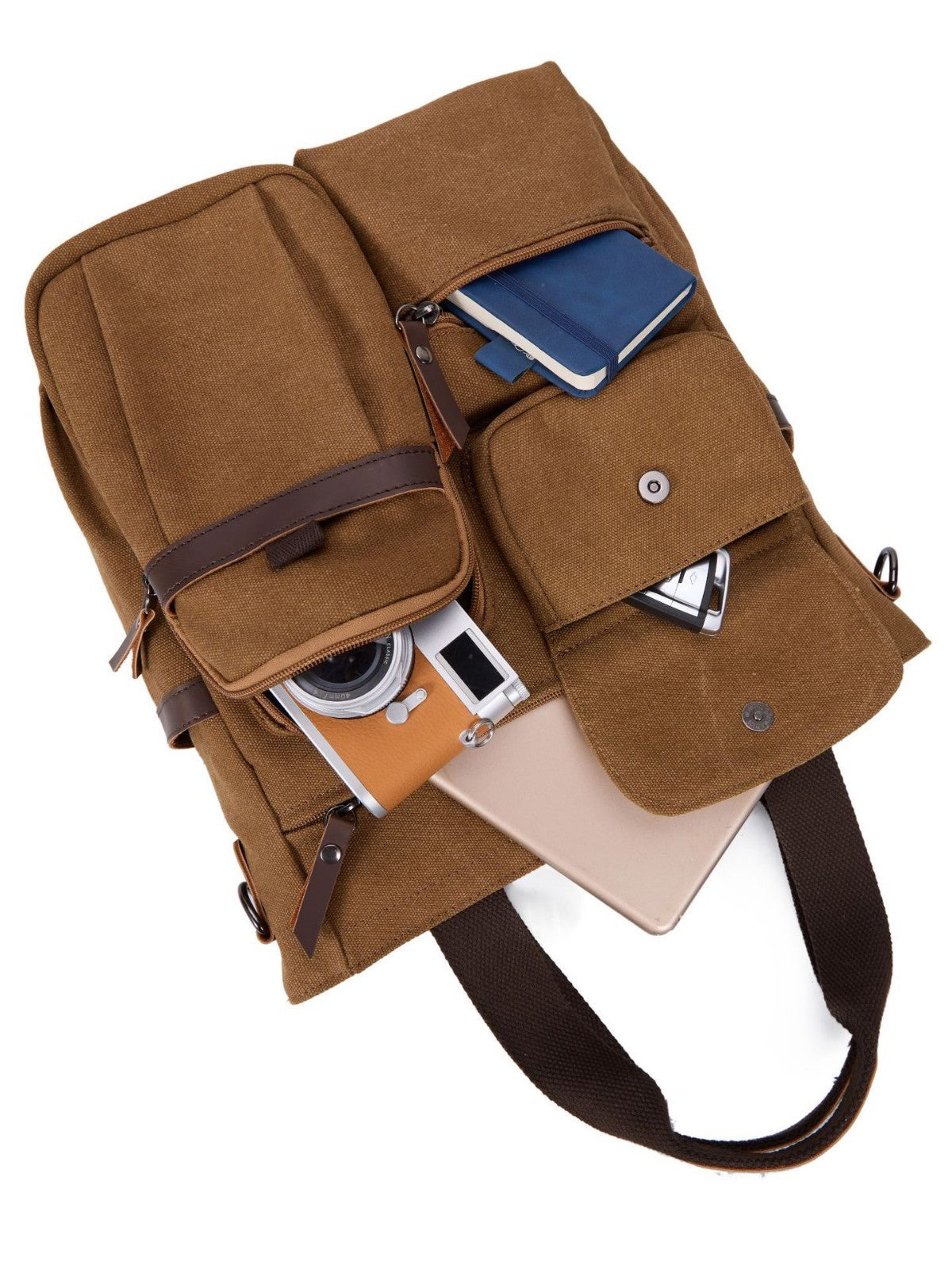 Men's Canvas Shoulder Crossbody Backpack, Extra Large Capacity Casual Bag teemdrop