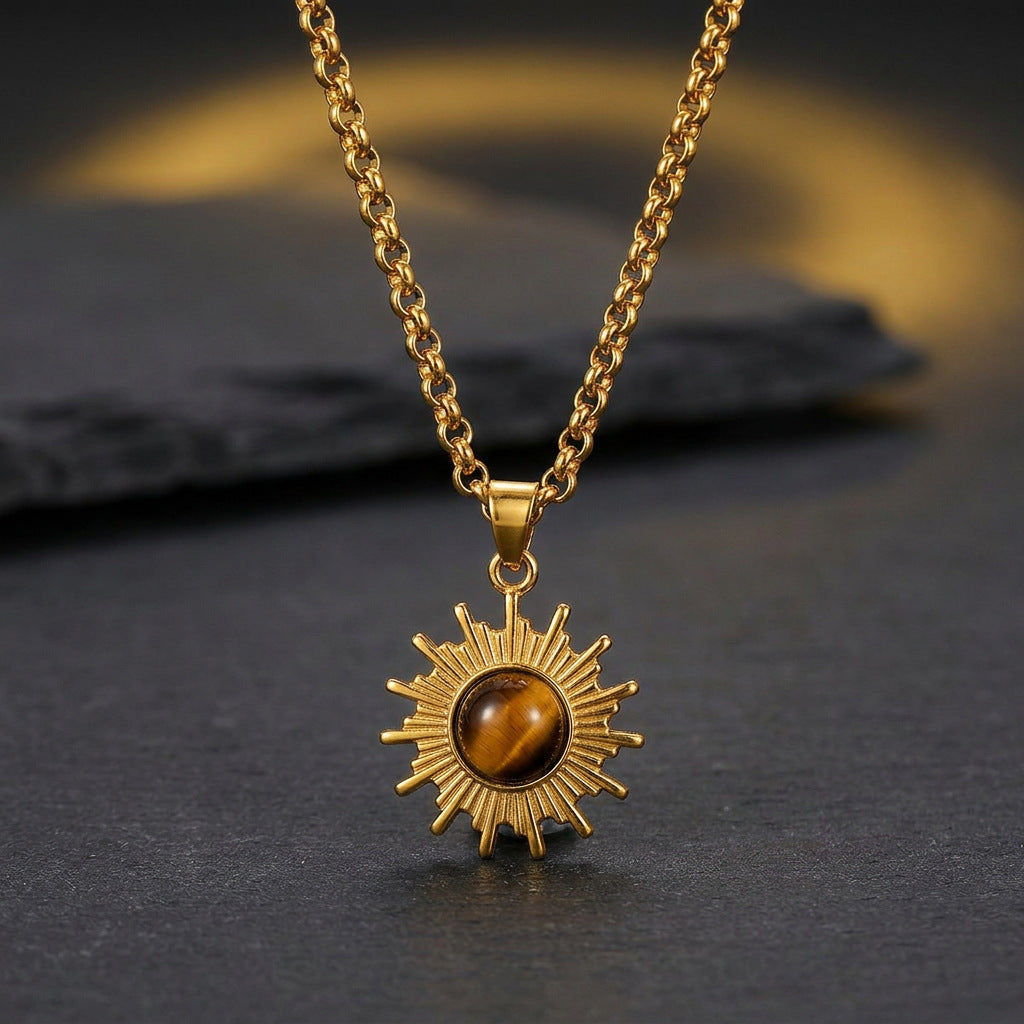 Sun Flower Tiger Eye Necklace