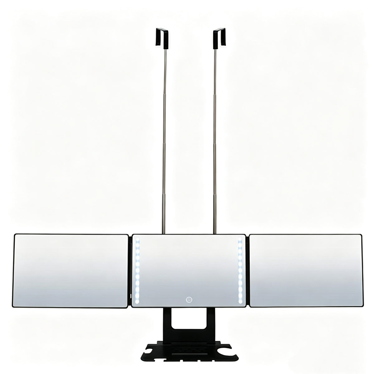 Tri-Fold Tabletop Mirror with Storage Tray Adjustable Lighted Makeup Vanity Mirror teemdrop