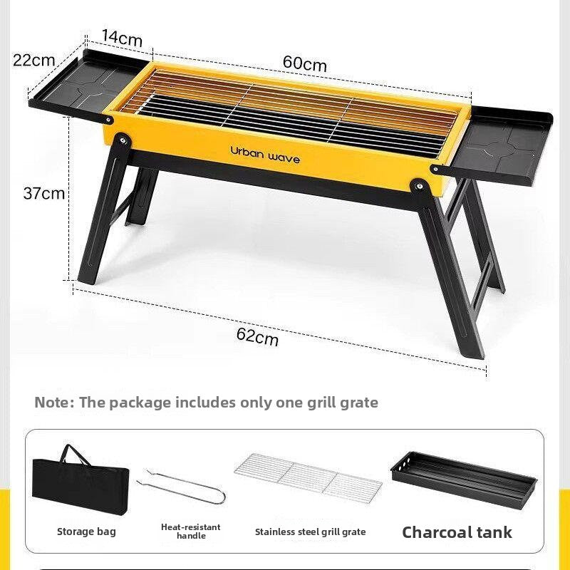 Portable Outdoor Stainless Steel Folding Charcoal Grill teemdrop